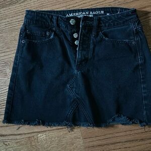 Cute distressed denim jean skirt